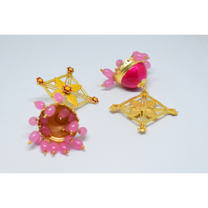 Pendientes de aro de latón meenakari para niñas y mujeres, partywear hecho a mano, acabado mate dorado tradicional, jhumka - Product Image 3