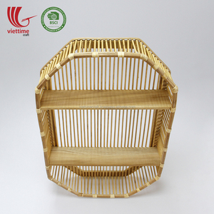 Wholesale <b>Vintage</b> Style Rattan <b>BookShelf</b> Bookcase Rack New Design Hanging Wall Standing Type for Home Storage Made Vietnam - Product Image 3