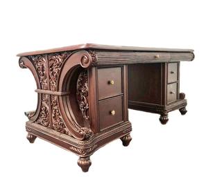 Ensemble de bureau et chaise de direction sculptée à la main, bureaux de bureau en bois massif, mobilier de bureau - Product Image 6