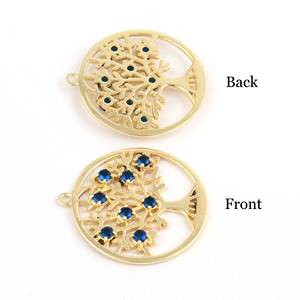 Conector colgante de árbol de la vida, conector chapado en oro de latón de cuarzo rubí redondo minimalista de 3mm, conector para hacer joyas de uso diario - Product Image 4