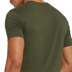 Camisetas clásicas de algodón OEM de corte ajustado con cuello redondo, color naranja personalizado, manga corta, cuello redondo, camisetas gráficas para hombre, de algodón preencogido. - Product Image 4