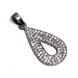 925 argent Sterling Micro pavé topaze blanche Designer pendentif en pierres précieuses plaqué noir unisexe bijoux fins avec breloques personnalisées - Product Image 1