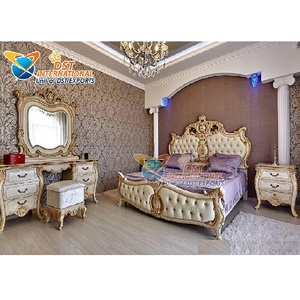Diseñador tallado a mano de lujo muebles de dormitorio oro blanco pulido tallado a mano muebles de dormitorio estilo europeo KingSize dormitorio Reino Unido - Product Image 1