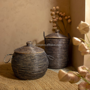 Sisu Vietnam-Made Handmade <b>Seagrass</b> Storage <b>Basket</b> Eco-Friendly Sustainable Multifunctional Decorative <b>Laundry</b> <b>Basket</b> Handle - Product Image 5