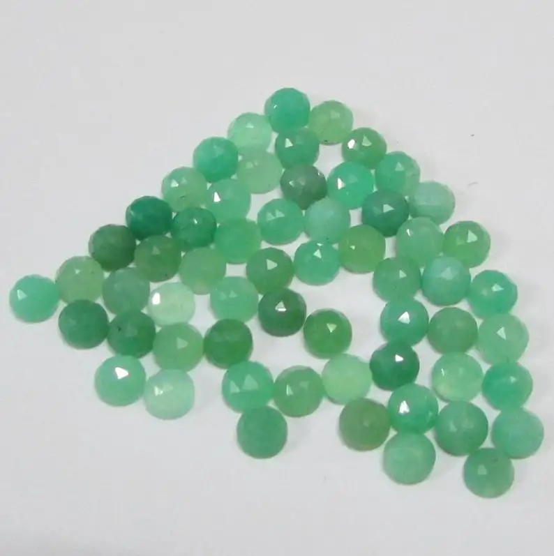 5mm Natural Chrysoprase Loose Round Rose Cut Cabochon Gemstone Wholesale Price Natural Top Quality Gemstones