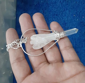 Joyería curativa de Aura hecha a mano, colgante envuelto en alambre de plata 925, colgante de gemas de cuarzo rosa de 15 mm de tamaño para joyería de amuleto de la suerte - Product Image 4