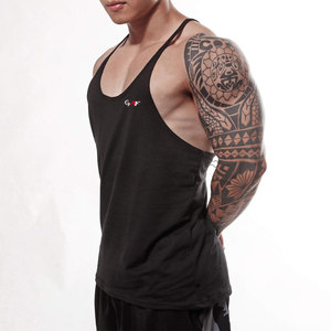 GAF Singlet Men Custom Logo Print Mezcla de algodón Nuevo estilo Camisetas sin mangas para hombres Fitness Wear Muscle Singlets Stringer - Product Image 4