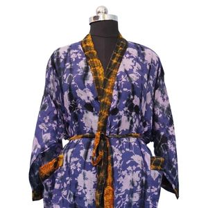 Kimono Maxi de Algodón Orgánico Tie Dye, Talla Única, Teñido a Mano en India, Ropa de Dormir para Damas de Honor, Ropa de Playa para Otoño y Verano - Product Image 2
