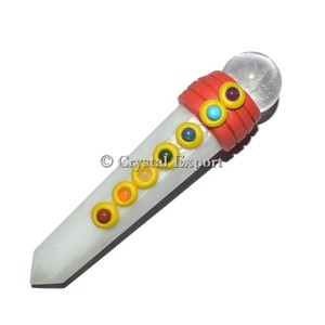 Varitas tibetanas de obelisco para chacras, de cuarzo blanco, color blanco, a la venta - Product Image 1