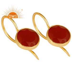 18พันทองชุบเครื่องประดับเงินสเตอร์ลิงตะขอต่างหูผู้ผลิตเหลี่ยมเพชรพลอยนิลสีแดงต่างหูเครื่องประดับผู้ผลิต - Product Image 2