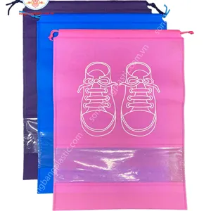 कस्टम बड़े रंगीन जूता drawstring गैर बुना बैग, पारदर्शी पीवीसी गैर बुना बैग, मुद्रण कस्टम पुन: प्रयोज्य बैग