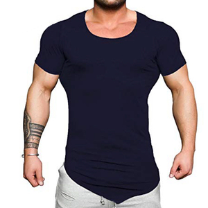 Camiseta de Fitness para hombre, ropa activa en blanco, con dobladillo curvo, la mejor para culturismo con impresión personalizada - Product Image 3