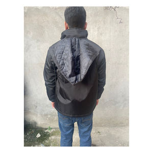 Custom Winter Jackets Men Vintage Style Stand Collar Denim Fabric Button Decoration Reflective Polyester OEM Service Available - Product Image 4