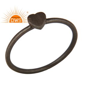 Black Rhodium <b>Plated</b> Sterling 925 <b>Silver</b> Heart Design Wedding Ring Custom Jewelry Manufacturer - Product Image 1