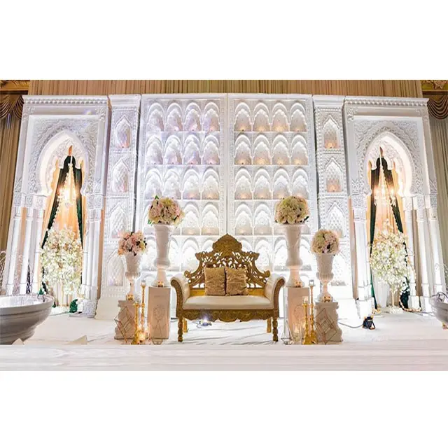 बहतरीन मोरक्को शादी 3D चरण फ्रेम के साथ रॉयल अरबी शादी मंच सजावट चमकदार एशियाई शादी चरण 3D फ्रेम