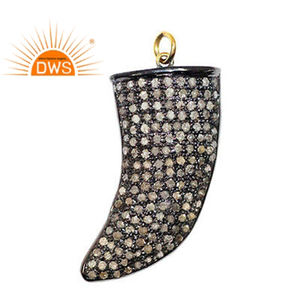 Pavé de diamant éléphant dent pendentif à breloque en argent Sterling 925 résultats de bijoux fabricant Collection classique - Product Image 1