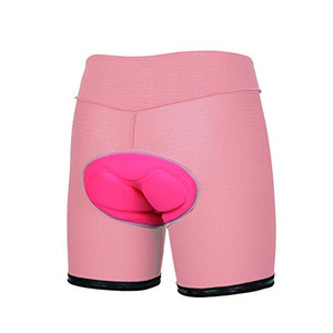 Shorts de cyclisme unisexes en polyester rose uni, extensibles, respirants et écologiques - Product Image 4