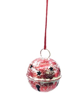 Campana de cascabel roja y blanca redonda de diseño de árbol de METAL de alta calidad, bola colgante de Navidad, decoración de interior de árbol - Product Image 2