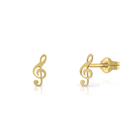 Boucles d'oreilles tendance en or massif 9K, clé musicale, pour femmes et enfants, avec Clip et dos à vis, fabriqué en espagne, nouveauté