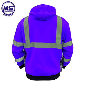 Fleece Reflective High Visibility Pullover Hoodie With Pockets,Work Wear Fleece Hoodie With Reflective <b>Tape</b> - Product Image 6