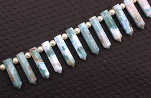 Natural <b>Blue</b> Larimar Gemstonen Beautiful 12 Pieces Pointed Pencil for Jewelry Bracelet Necklace Briolette Beads - Product Image 4