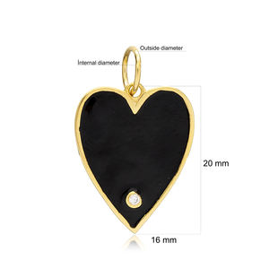 Dainty สีดำเคลือบหัวใจการออกแบบอินเทรนด์ที่เป็นที่นิยมเสน่ห์ในแบบฉบับตุรกี925เครื่องประดับเงินสเตอร์ลิง - Product Image 5