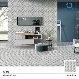 กระเบื้องพอร์ซเลนสีขาวมันวาว600X600MM ทันสมัยดีไซน์คลาสสิกสินค้าส่งออกที่คู่ควร - Product Image 2