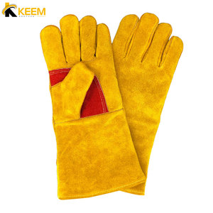 Guantes DE SEGURIDAD DE CUERO dividido de vaca de 14 pulgadas de alta calidad 2022 guantes de soldadura resistentes al calor y al fuego - Product Image 4