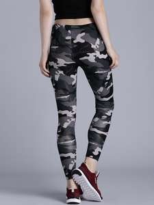 เลกกิ้งผ้าสแปนเด็กซ์เอวสูงน้ำหนักเบาลายพรางพิมพ์ลวดลายลวดลายสำหรับโยคะและยิมผ้าถักโลโก้ - Product Image 5