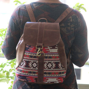 Gran oferta, mochila hecha a mano de cuero Jacquard, mochila de cuero Real, Unisex, multiusos, nuevo diseño, bolsa, producto a granel al por mayor - Product Image 1