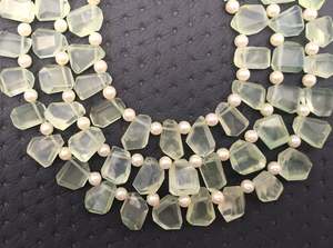 Pierre précieuse naturelle en préhnite, 20 pièces, pépites vertes à facettes, perles de bonne qualité, 1 brin, fabrication de bijoux faits à la main - Product Image 3