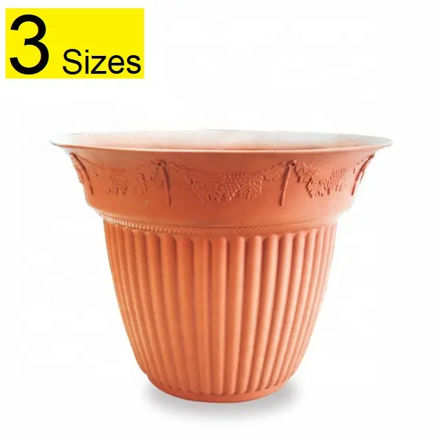 Large size Embossed Tulip Round plant plastic pot with factory direct sale