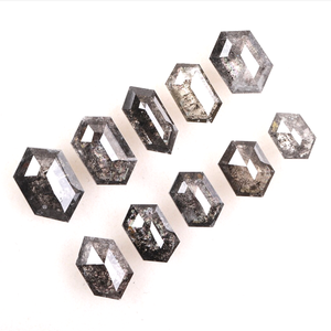 Diamants sel et poivre de forme hexagonale de 0,50 carat à 1,00 carat, diamants 100% naturels, fabricant de diamants sel et poivre - Product Image 1