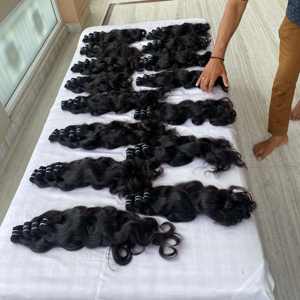 100% Raw Unprocessed Virgin Human Wavy/straight/<b>curly</b> Hair Extensions,Peruvian Bulk Hair Loose Wave <b>Bundles</b> With Lace Closure - Product Image 2