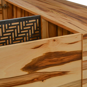 Ajax-Aparador de madera sólida para Buffet, conjunto de comedor de 4 puertas, pata Base de Metal personalizada, Mindi moderno, arce sólido mindi - Product Image 4