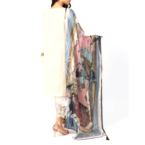 Costume de pelouse brodés pour femmes, costume matelassé et non cousu pour dames, tenue élégante du pakistan-oriental, de la guerre salée, 3 pièces - Product Image 5
