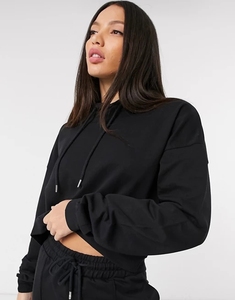 Wholesale Women's Black Pullover Hoodies With <b>Matching</b> <b>Joggers</b> Trousers Tracksuit <b>Set</b> - Product Image 3