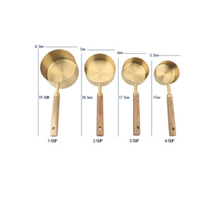 ชุดถ้วยตวงทองเหลือง4ชิ้นพร้อมด้ามจับไม้อุปกรณ์ครัวราคาที่ดีที่สุดสำหรับใช้ในชีวิตประจำวัน - Product Image 5
