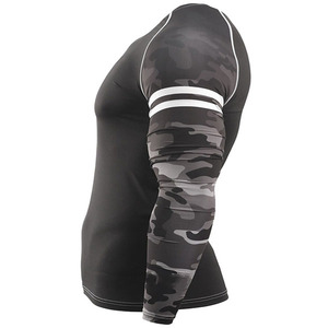 Men's Full Sleeve Compression Rash Guard Black <b>Camo</b> Print Quick Dry Spandex Polyester <b>Top</b> - Product Image 1