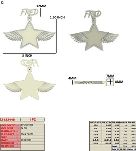 Colgante de Plata de Ley 925 personalizado con diamantes naturales de 4,79 quilates 24 gramos GIA certificado para compromiso o regalo - Product Image 2