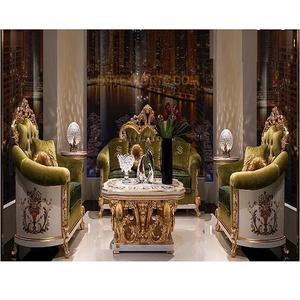 Conjunto de sofás de madera maciza hechos a mano para sala de estar, conjunto de sofás de aspecto lujoso y cómodo, moderno y tallado a mano - Product Image 1