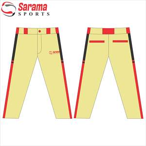 Pantalon de baseball imprimé par sublimation personnalisé pour adulte pour hommes avec des couleurs grises et des bandes noires et des boucles jaunes, - Product Image 2