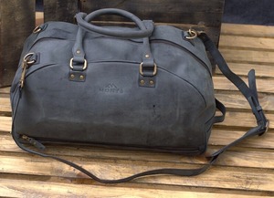 Bolso de lona de Weekender de estilo Vintage genuino de cuero negro carbón, bolso de viaje de mano, bolsillo para portátil para Candy Weekender - Product Image 2