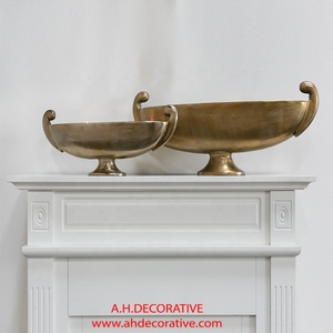 Cuenco de Metal con forma de barco para decoración de mesa de comedor, tazón de flores con acabado dorado para boda, hogar y oficina - Product Image 3