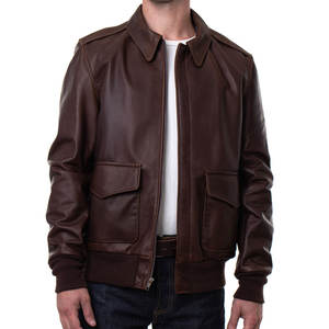 Chaqueta de Piloto de Cuero para Hombre, con Tela de Lona, Resistente al Viento, Transpirable y Ecológica, en Oferta - Product Image 3