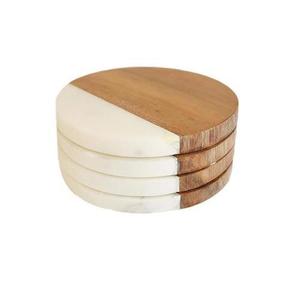 Posavasos de piedra de madera y mármol Decoraciones para el hogar Juego de posavasos de estilo redondo de lujo - Product Image 4