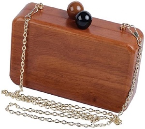 Trendy Women Evening <b>Bag</b> Wooden <b>Clutch</b> Purse Perspex Box Natural Wood Geometric Handbags Shoulder Crossbody <b>Bag</b> - Product Image 2