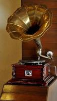 Lecteur de gramophone en laiton et bois de haute qualité de style moderne en vente Trombone