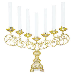 Portavelas de menorah de siete brazos brillante de latón pulido modelo religioso para regalo de suministros de Iglesia - Product Image 2