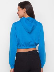 Haut court à capuche personnalisé pour femme, en polaire écologique, décontracté, coupe ample, manches longues, style oversize, pour l'hiver - Product Image 3